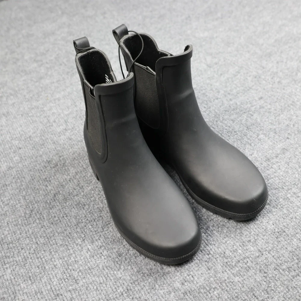 Eddie Bauer Boots Womens Size 6 Black Hailey‎ Chelsea Rain Rubber Waterproof